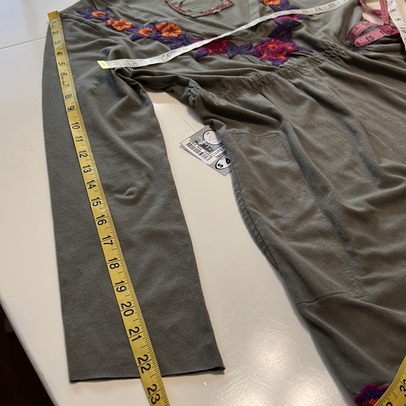 Johnny Was V Neck Embroidered Long Sleeve Elastic Waist Mini Dress Olive Size S - Picture 8 of 9